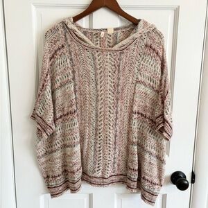 Anthropologie Moth pointelle knit crochet sweater poncho size SM/M
